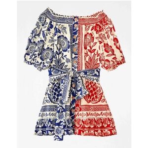 Farm Rio Off-the-Shoulder Mixed Pineapple Garden Mini Dress